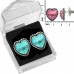 E104PI Antiqued Silver Pink Heart Shape Crystal Earrings 106390